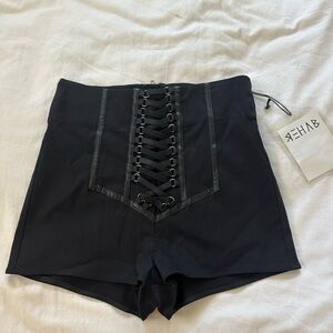 Rehab Black High Waist Lace-Up Shorts